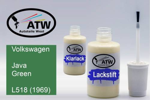 Volkswagen, Java Green, L518 (1969): 20ml Lackstift + 20ml Klarlack - Set, von ATW Autoteile West.